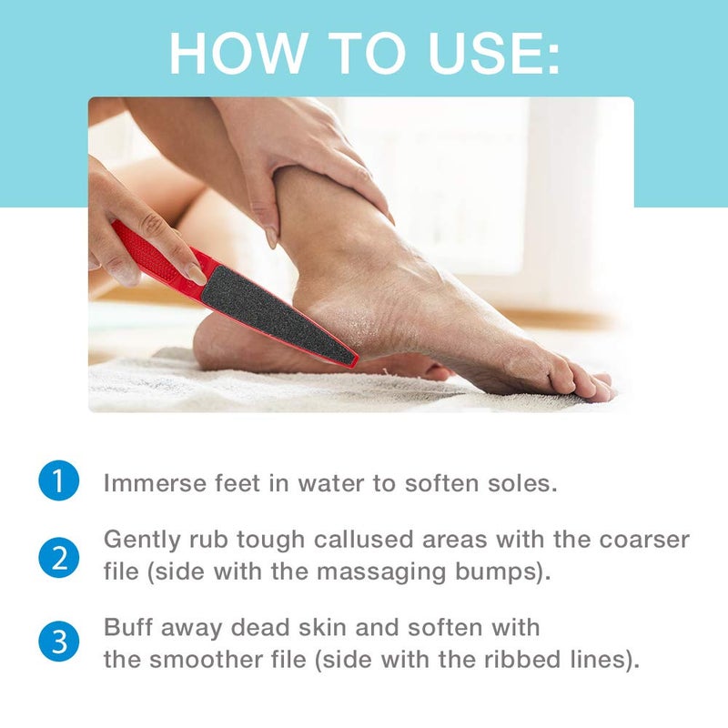Flowery Original Swedish Clover Red Foot File, Pedicure Foot Scrubber, 60/100 Grit - RED - Image 5